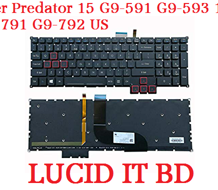 Backlight keyboard for Acer Predator 15 G9-591 G9-593 17 G9-791 G9-792 US
