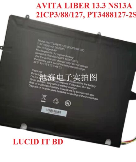 New genuine Battery for AVITA LIBER 13.3 NS13A 2ICP3/88/127, PT3488127-2S 7.4V 4900mAh