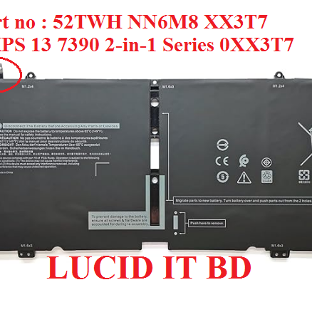Original Laptop Battery Dell XPS 13 7390 9310 2-in-1 XX3T7 NN6M8 52TWH