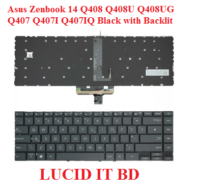 Keyboard for Asus Zenbook 14 Q408 Q408U Q408UG Q407 Q407I Q407IQ Black with Backlit