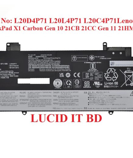 L20D4P71 L20L4P71 L20C4P71 Battery for Lenovo ThinkPad X1 Carbon Gen 10 21CB 21CC Gen 11 21HM 21HN