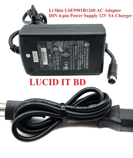 Genuine Li Shin LSE9901B1260 AC Adapter DIN 4-pin Power Supply 12V 5A Charger
