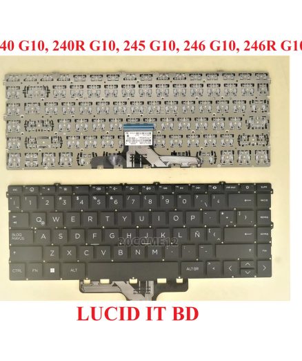 New For HP 240 G10, 240R G10, 245 G10, 246 G10, 246R G10 Keyboard Black No Frame No Backlit