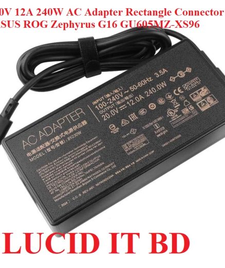 20V 12A 240W Charger Adapter for Asus ROG Zephyrus G16 GU605 GU605MI GU605MU GU605MV GU605MY GU605MZ GU605MZ-XS96 GU605MY-XS96 0A001-01120600 A20-200P1A Laptop Supply 240W Rectangle Connector