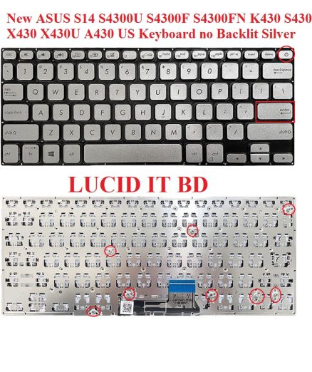 New ASUS S14 S4300U S4300F S4300FN K430 S430 X430 X430U A430 US Keyboard no Backlit Silver