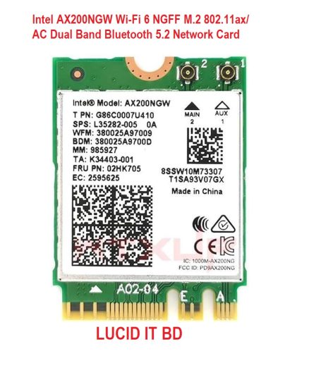 Dual Band Wireless AX200NGW for Intel AX200 WiFi 6 Adapter 2.4GHz 574Mbps/5GHz 2.4Gbps 802.11AX Network Card Supports Bluetooth 5.0 Wireless Network Adapter