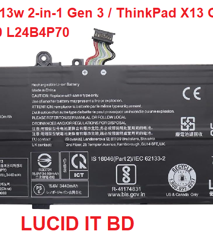L24B4P70 Battery 54.7Wh 3510mAh Replacement for Lenovo 13w 2-in-1 Gen 3 / ThinkPad X13 Gen 6 21RK 21RL 21RM Series SB11M89925 5B11M90124 L24D4P70 5B11M90122 5B11M90123 L24M4P71 15.6V 4-Cell