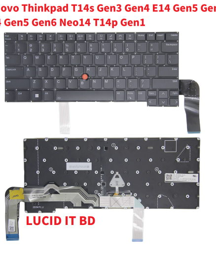 New US For Lenovo Thinkpad T14s Gen3 Gen4 E14 Gen5 Gen6 R14 Gen5 Gen6 Neo14 T14p Gen1 English Laptop Keyboard